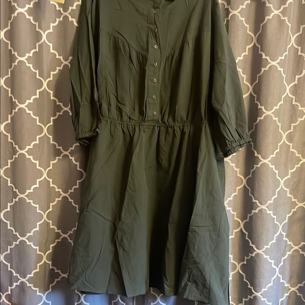 Terra & Sky Green Ruched Smocked Sundress